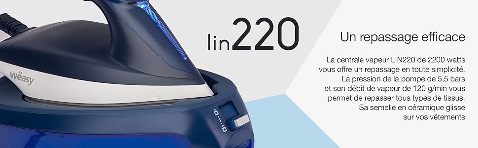 Парогенератор високого тиску 8 бар LIN220 Wëasy: потужний, безперервний, з нержавіючою підошвою, 2600 Вт, резервуар 1.5 л