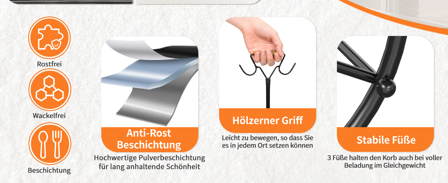 Багатоярусна фруктова корзина PouHenier.jh 5 ярусів, чорна, для фруктів та овочів з підставкою для бананів