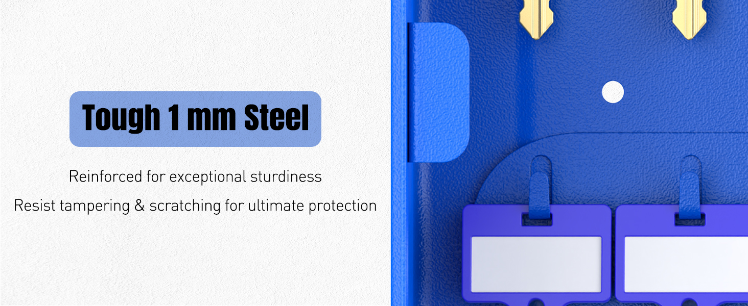 Шкафчик для ключів Uniclife на 60 позицій з комбінацією та ключовим замком, переналаштовується, цифрова скринька безпеки, органайзер для ключів з регульованими полицями (20 ключів, блакитний)