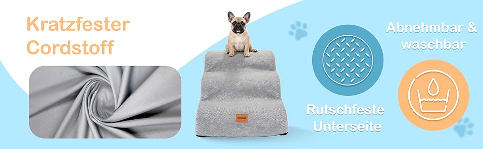 Східці для собак Pawesome: 3 сходинки, 40 см, для маленьких собак та котів, миються