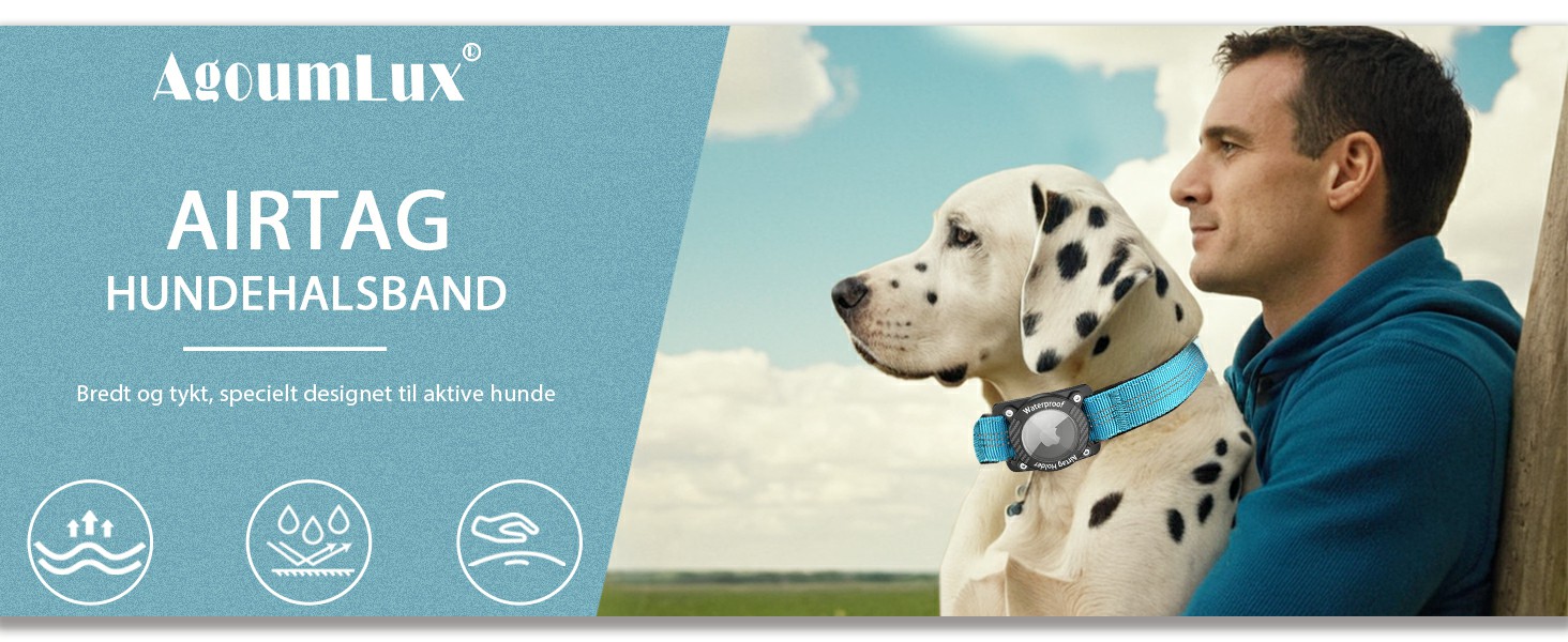 Нашийник для собак з AirTag, водонепроникний чохол, GPS трекер, сумісний з Apple AirTag, синій, розмір S (27-34.5 см)