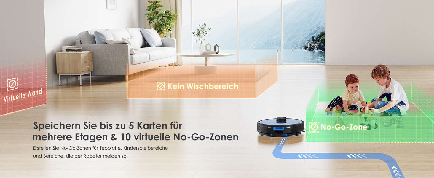 Робот-пилосос Lubluelu 3-в-1 з док-станцією, 4500Pa, функція вологого прибирання, лазерна навігація, керування через додаток, для тварин, килимів, твердих підлог (чорний, блакитний)