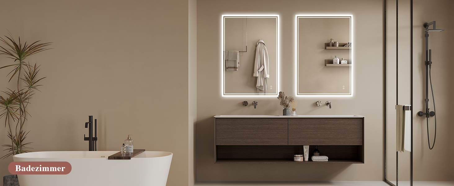 Дзеркало для ванної кімнати з підсвічуванням LED, антизапітніння, сенсорний вимикач, регулювання яскравості, 3 кольори світла, овальне, 50x70 см