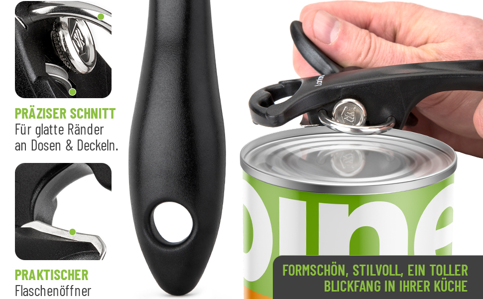 Відкривачка для консервів Lantana 2-в-1 з відкривачем для пляшок – чорний/нержавіюча сталь