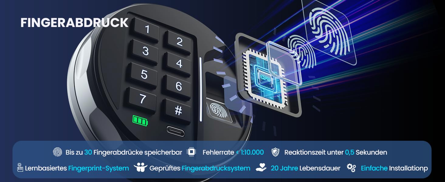 Сейф Grimtron з біометричним сканером відбитків пальців, 22л, LED-підсвічування, тихий режим, антивандальний, з нержавіючої сталі, чорний