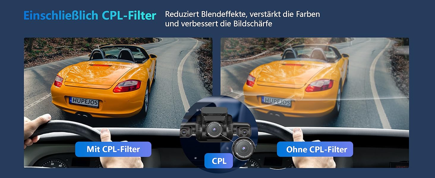 Відеореєстратор автомобільний HUPEJOS KI Dashcam V8Pro 4-камерний з монітором водія, 3K+ 3*1080P, 360°, WiFi, GPS, CPL, 128GB, 24H парковка