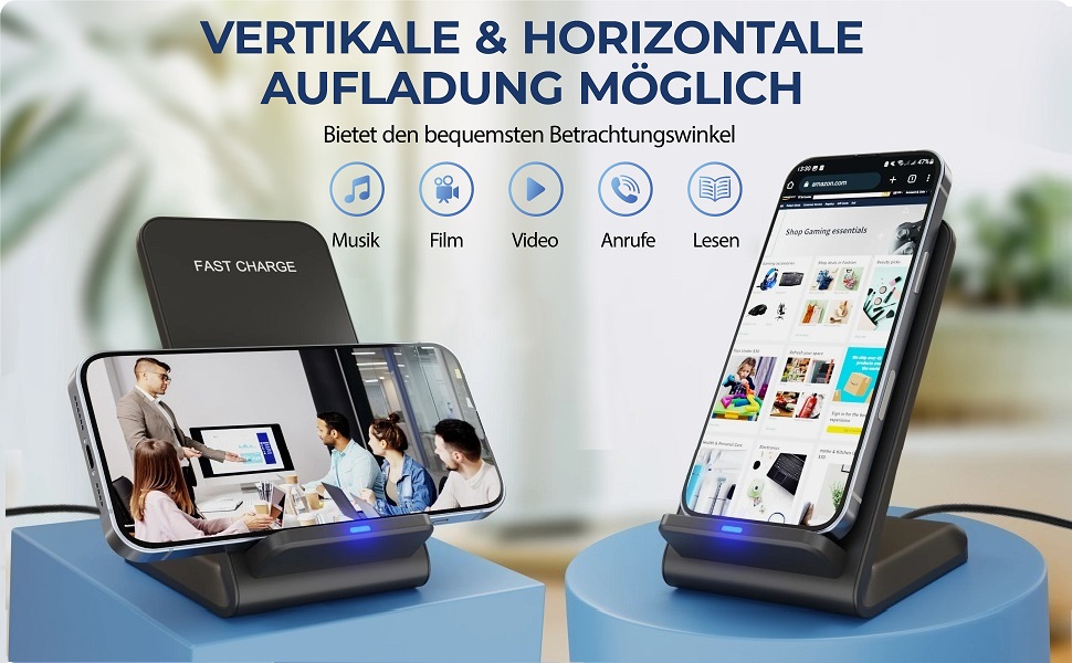 Бездротовий зарядний стан для iPhone, Samsung, Google Pixel (15W, Qi, чорний)