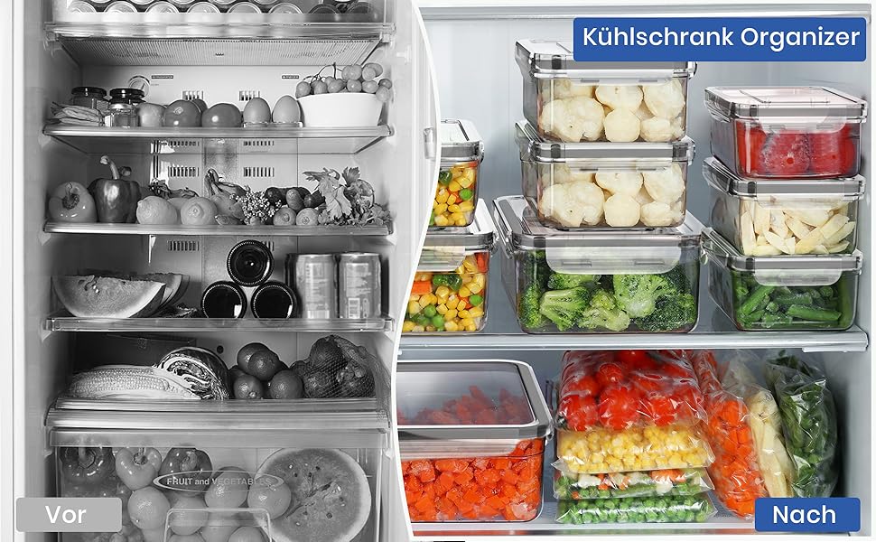 Контейнери для зберігання продуктів з кришками, набір 12 шт. Герметичні пластикові контейнери для кухні, Meal Prep, без BPA. Органайзер для холодильника