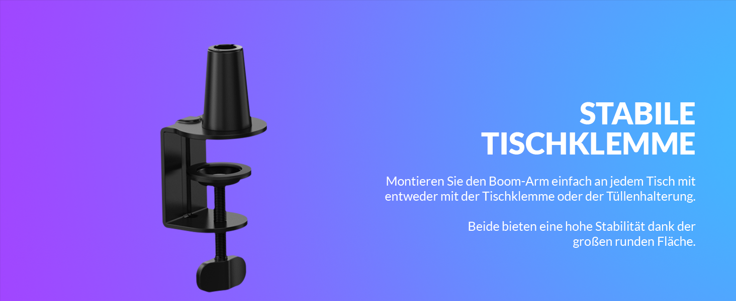 Мікрофонний тримач SENSIC SA-30 LP Low Profile з регульованим підлокітником, 360° обертання, для стрімінгу, інтегроване кабельне кріплення, універсальний, настільний