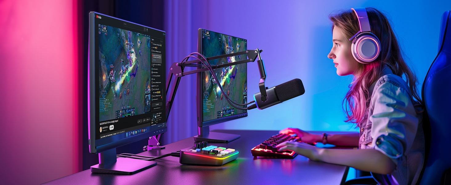 Тримач для мікрофона Maono BA20, регульований, для подкастів, геймінгу, стрімінгу та запису звуку, з кріпленням до столу та адаптером 3/8' - 5/8'