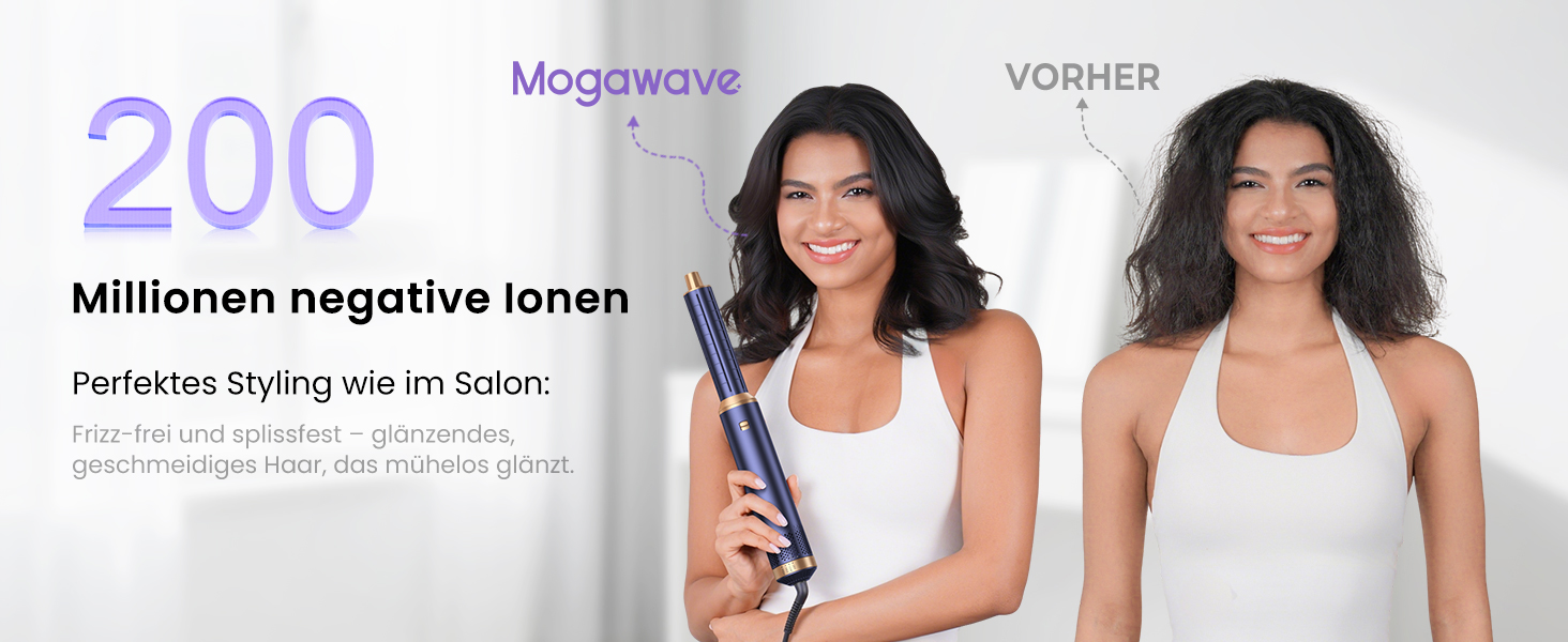 Фен-щітка 5 в 1 Airstyler Pro 1000W з регулюванням напрямку повітря, іонізація, для створення об'єму, локонів та укладання волосся, Blaugold