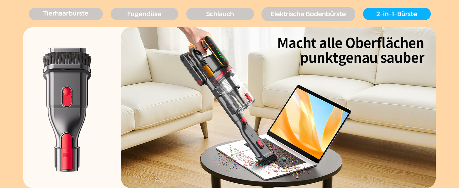 Бездротовий акумуляторний пилосос Fieety 600W з турбощіткою для тварин, 65 хвилин роботи, 8-шарова фільтрація та ароматерапією, для дому, авто та твердих поверхонь