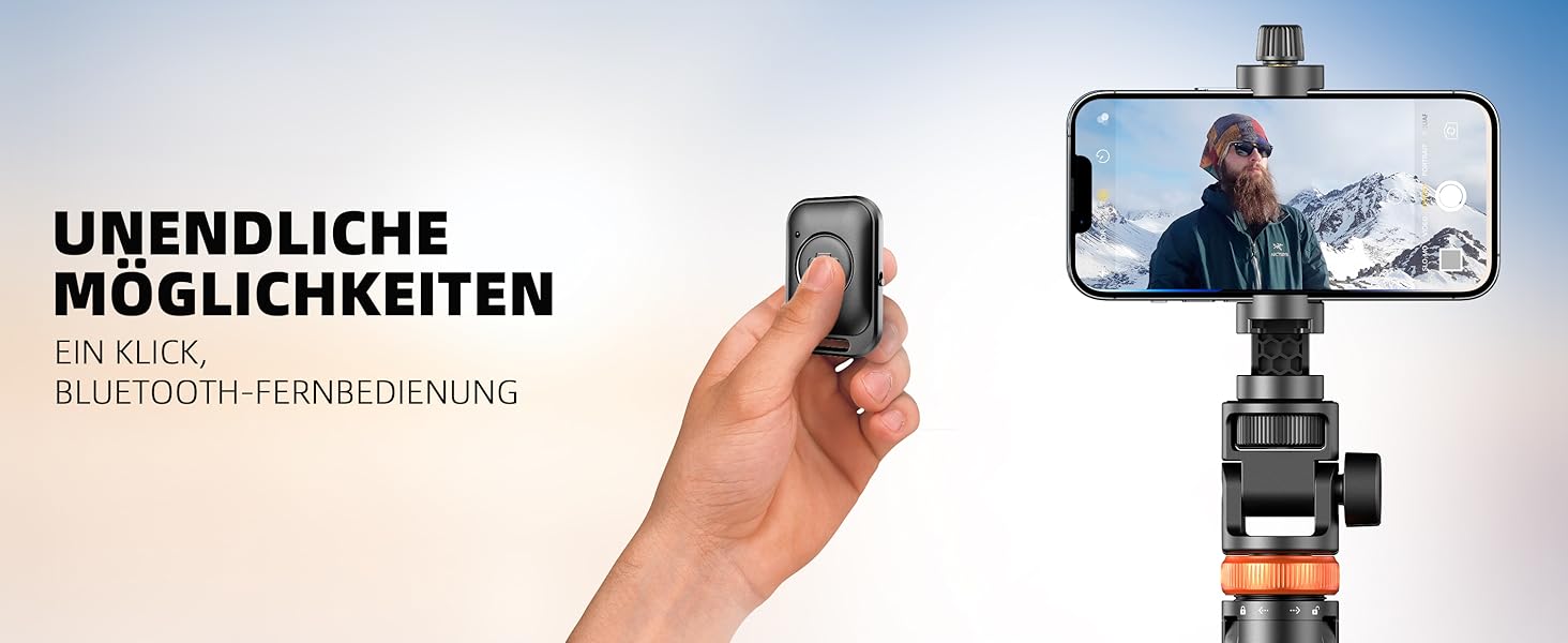 Штатив для смартфона та селфі-палки з пультом дистанційного керування, 158 см, карбоновий, чорний