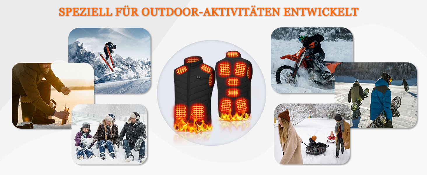 Обогревна жилетка для чоловіків: USB жилетка для активного відпочинку - 11 зон обігріву для мото, риболовлі, катання на лижах, бігу, гольфу, походів, верхової їзди (батарея не входить у комплект) Чорний XL