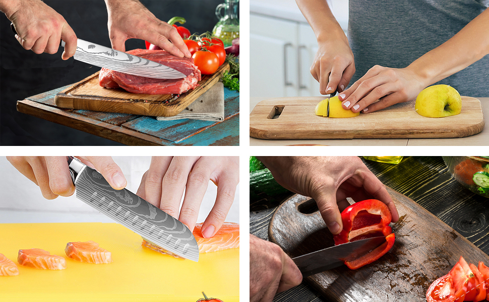 Набір кухонних ножів 5 шт. з нержавіючої сталі, преміум якість, ергономічні дерев'яні ручки, професійний кухонний набір, подарункова коробка