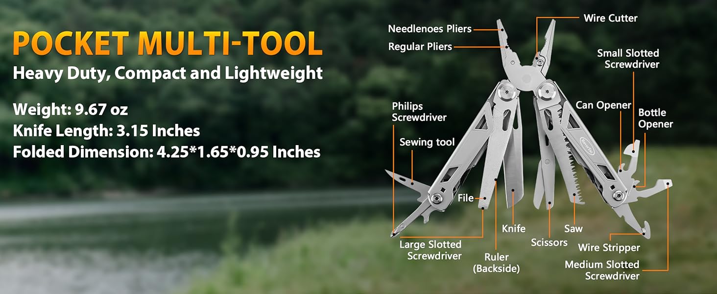 Мультитул 16 в 1: багатофункціональний інструмент для кемпінгу, виживання, туризму та повсякденного використання. З ножем, пилкою, плоскогубцями, викрутками та іншим. Ідеальний подарунок!