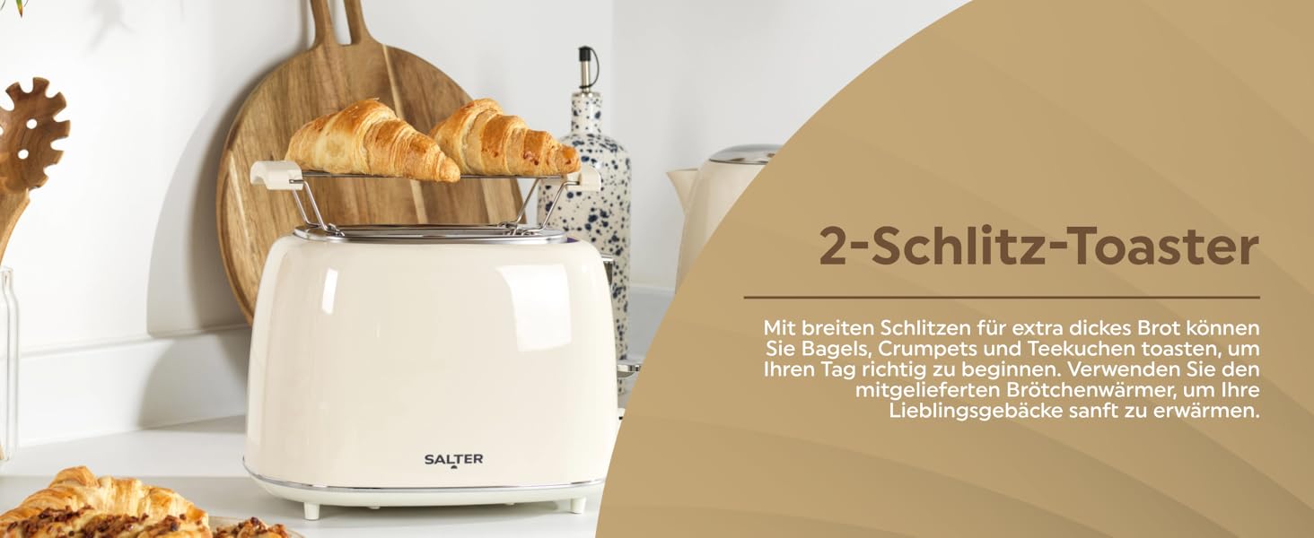 Електричний чайник Salter Retro Cream 1.7L з тостером 2-х секційного, 2.2 Kw, 360° обертання, фільтр від накипу, бездротовий, індикатор рівня води, захист від сухого кипіння та автовимкнення