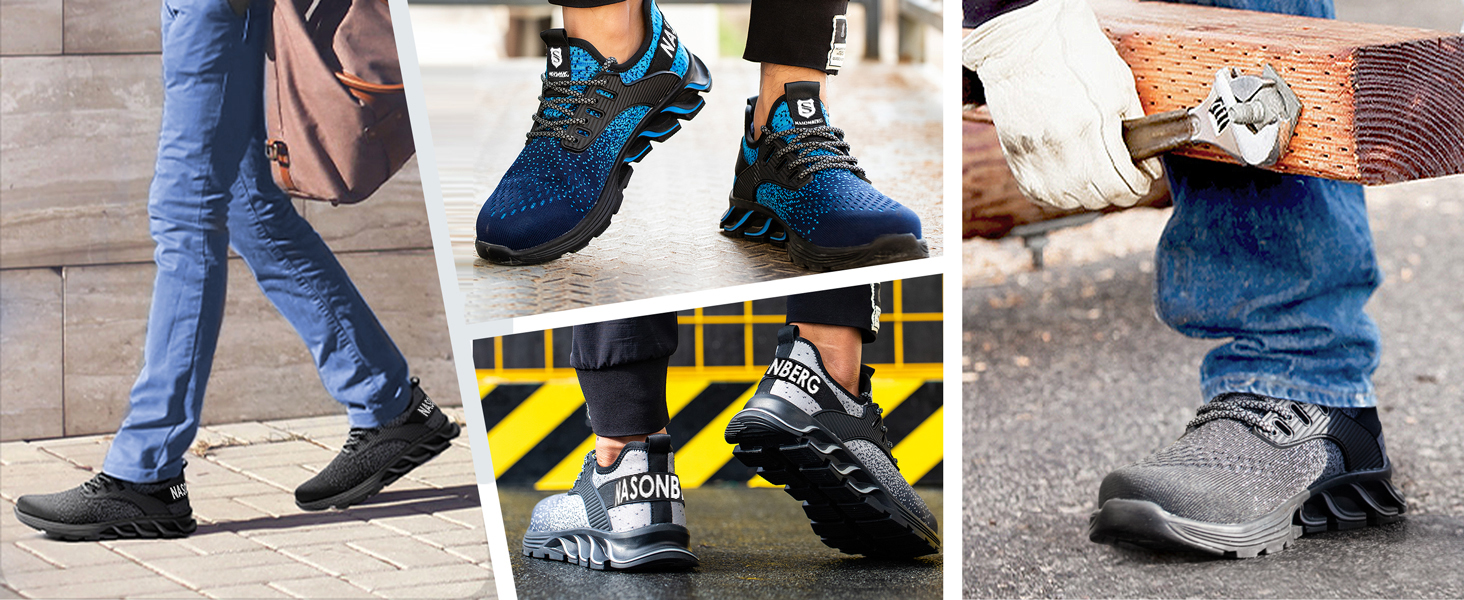 Робочі черевики з металевим носком для чоловіків та жінок. Легкі, дихаючі, розміри 37-48 EU, колір чорний