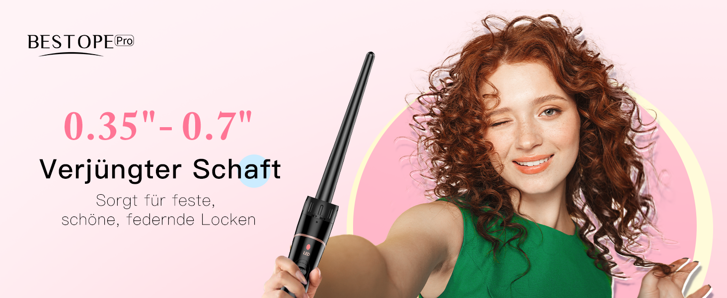 Набір для локонів Lockenstab 6 в 1: великі та малі локони, керамічне покриття, антистатичний, для створення пляжних хвиль, чорний