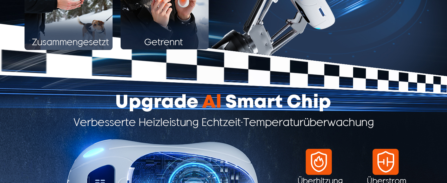 Електричні грілки для рук 2 шт. 12000 mAh з магнітним двостороннім нагріванням та цифровим індикатором температури та заряду батареї для відпочинку на природі/кемпінгу (Білий-Рожевий)