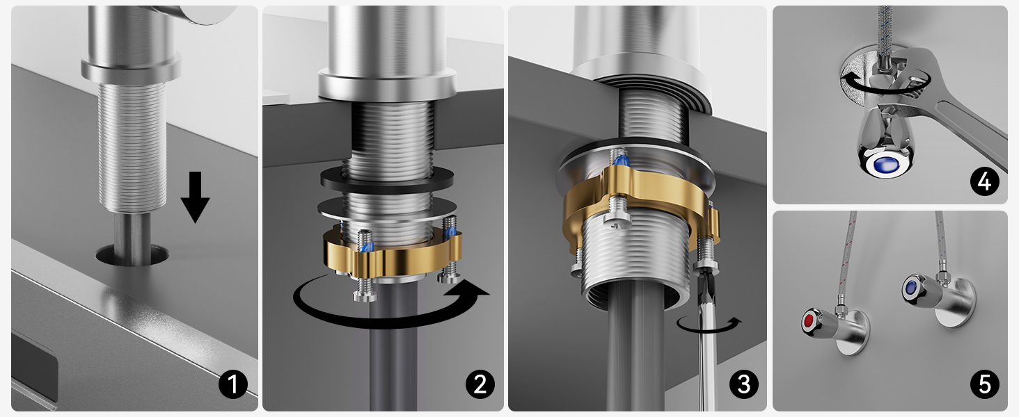Кран кухонний CECIPA з висувною лійкою, високотискний, з двома режимами розпилення, поворотний на 360°, з нержавіючої сталі, матовий
