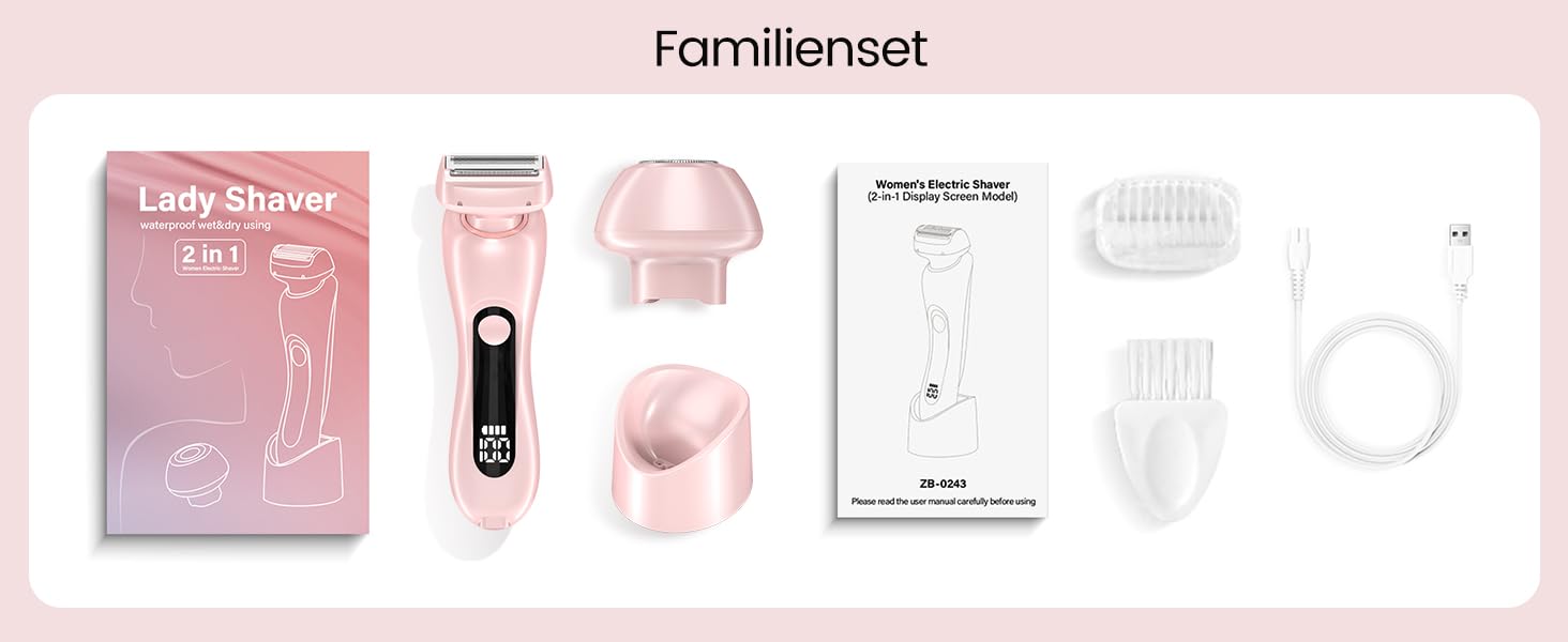 Електричний жіночий триммер Intimrasierer для бікіні, ніг, рук та тіла 2-в-1. Вологостійкий IPX7, USB-C, рожевий