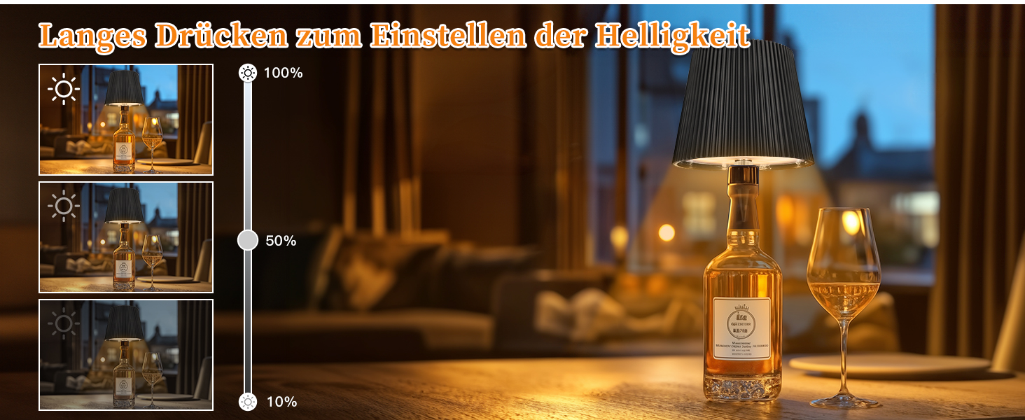 LED-лампа настільна бездротова диммируемая чорна з USB-C, сенсорна лампа з 3 колірними температурами, плавне регулювання яскравості, регульована висота, IP54 вологостійка для внутрішнього/зовнішнього використання (чорний)