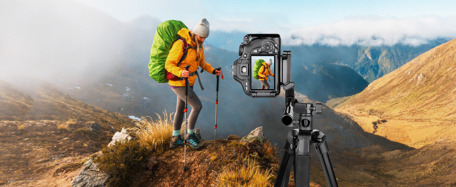 Штатив для камери та смартфона Nineigh, 190 см, з пусковим гачком, легкий алюмінієвий, з трьохсторонньою головкою, для iPhone/Samsung/Huawei/DSLR