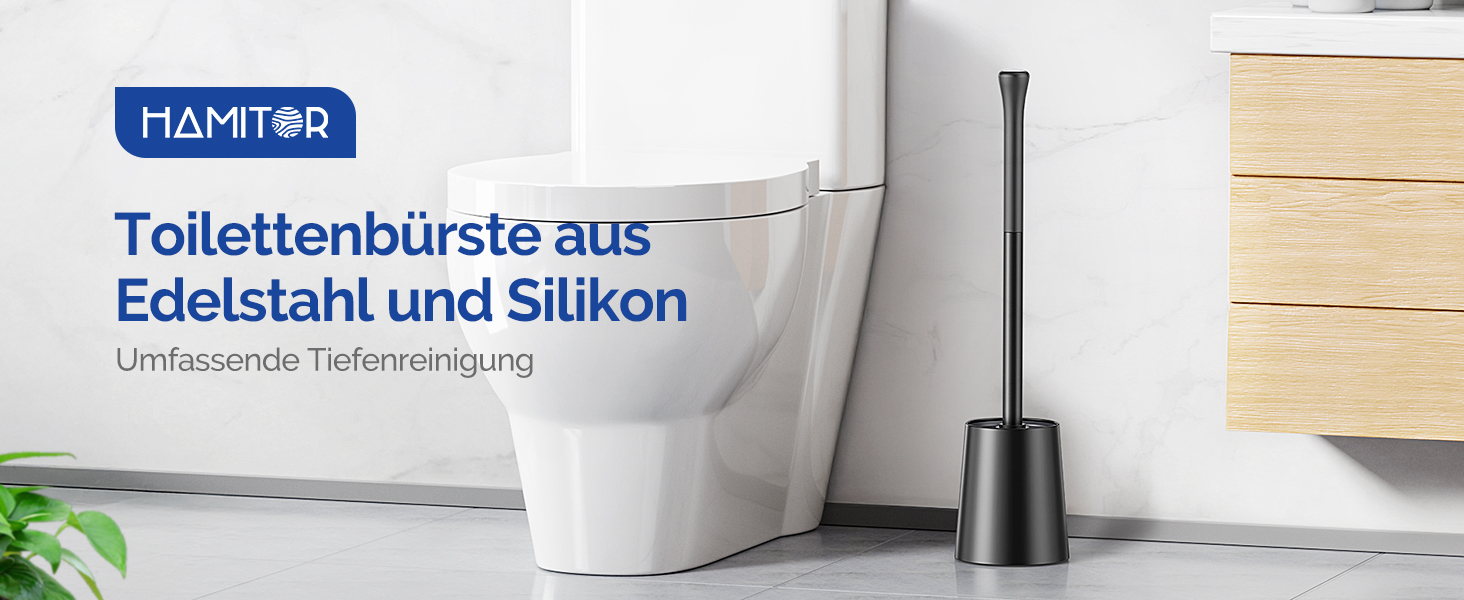 Набір для чищення унітазу HAMITOR з силіконової щітки, підставка та очищувач для краю унітазу. Набір для ванної кімнати, 1 шт., чорний