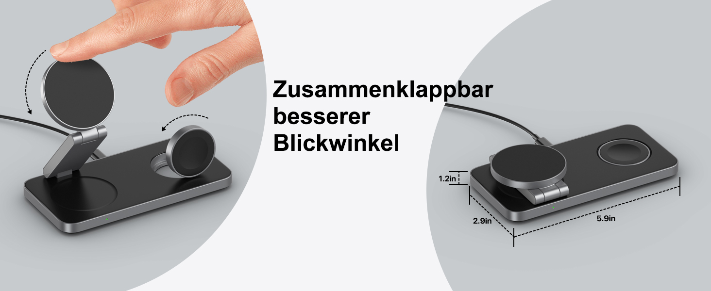 Бездротовий зарядний пристрій 3-в-1 MagSafe для iPhone, Apple Watch та AirPods Pro (Чорний)