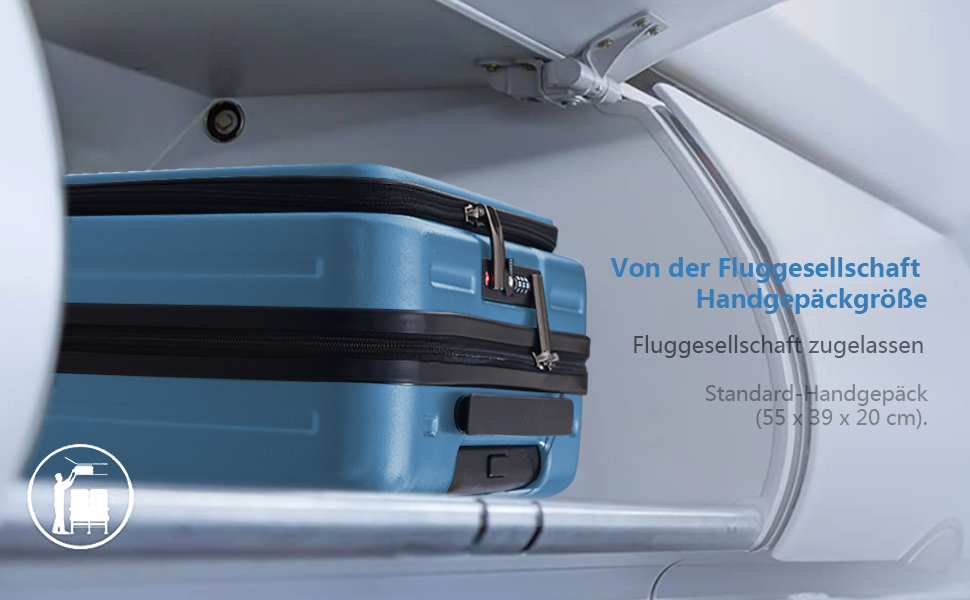 Набір валіз TydeCkare 20/28' (Економ-пакет): 20' ручна валіза з відділенням для ноутбука, 28' велика валіза 101л з ABS+PC корпусом, TSA-замок, Оранжевий (Електро-блакитний, L)