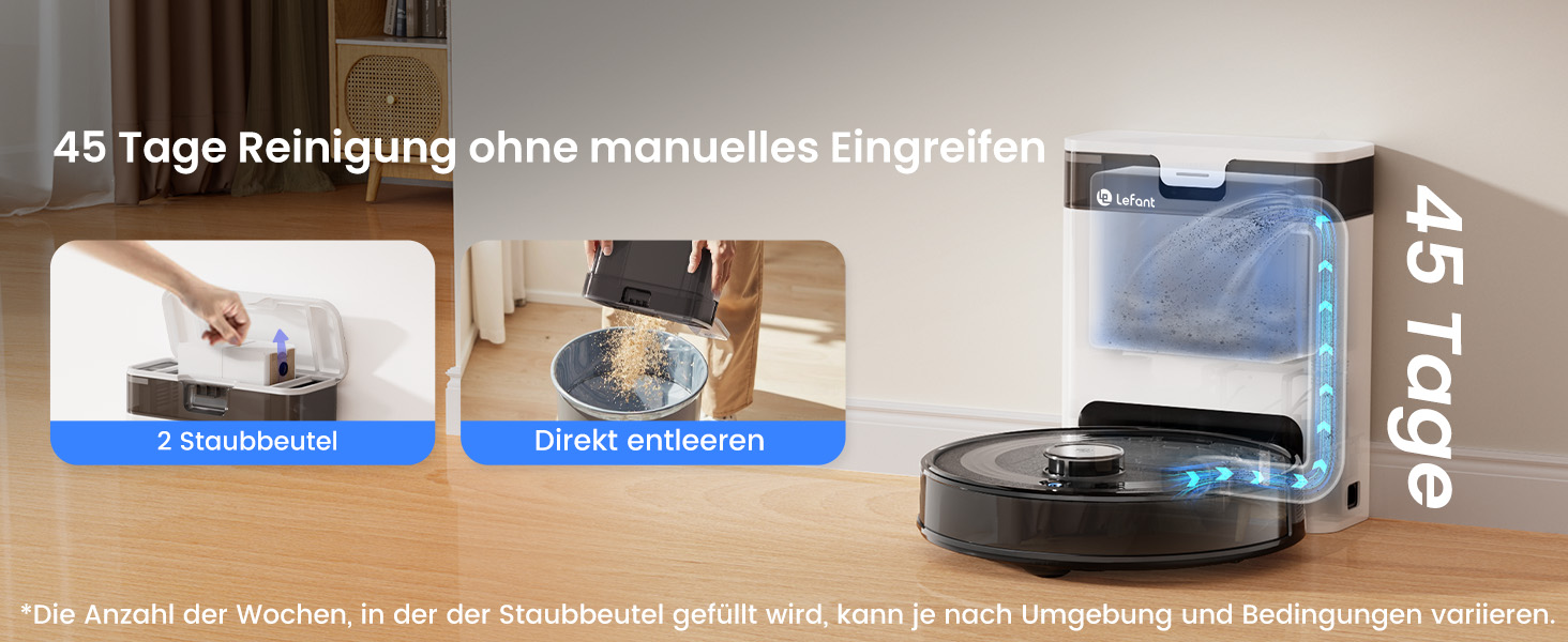 Робот-пилосос LEFANT M1 Pro: з картографією, функцією миття, 5500Pa, для тварин, керування через додаток/Alexa, білий/чорний