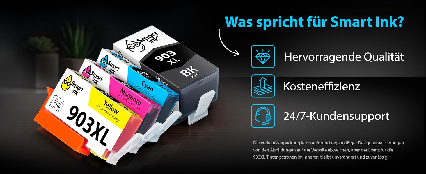Комплект картриджів Smart Ink для HP 903 XL (Чорний, Синій, Червоний, Жовтий) з чипом для принтерів OfficeJet Pro 6950, 6960, 6970
