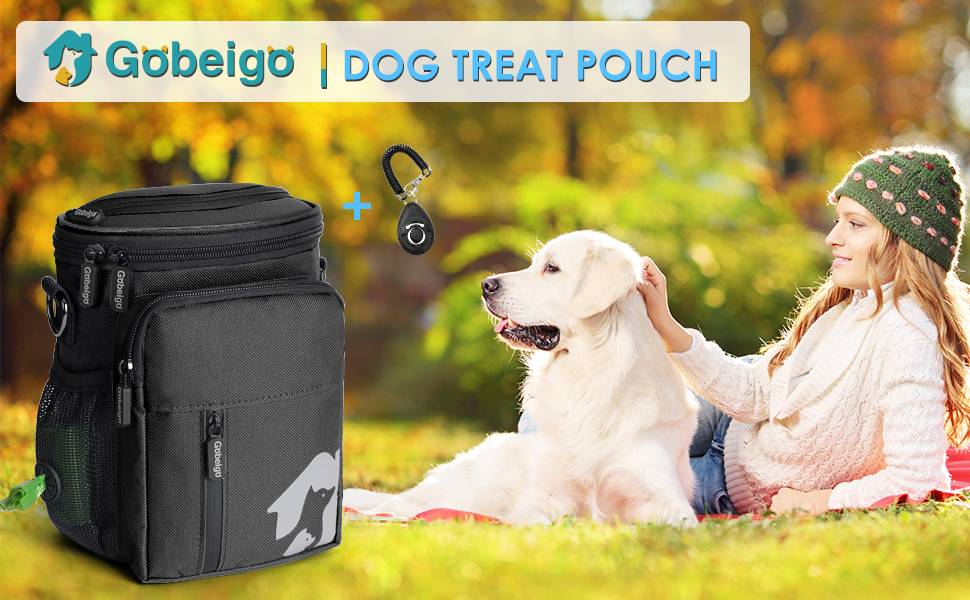 Ласощі для собак Gobeigo, кликер для дресирування, поясна сумка з дозатором кульок, сумочка для ласощів для прогулянок (Чорний)
