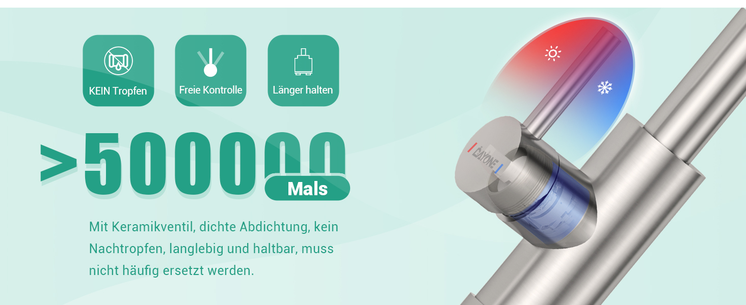 Кухонний змішувач Dayone з висувною лійкою, нержавіюча сталь SUS304, високий тиск, 2 функції, поворотна лійка 360°, L-подібна форма, G6808bn