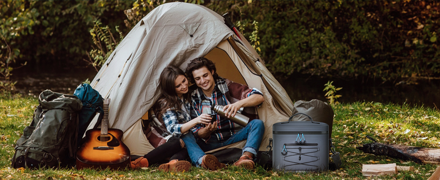 Термосумка-холодильник 15/24L, водовідштовхуюча, для пікніків, пляжу, кемпінгу, офісу, транспортування продуктів, сіра