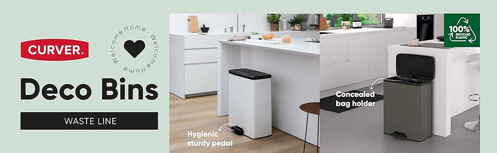 Сміттєвий кошик Curver Deco Bin, пластиковий, сріблястий металік, 65 л