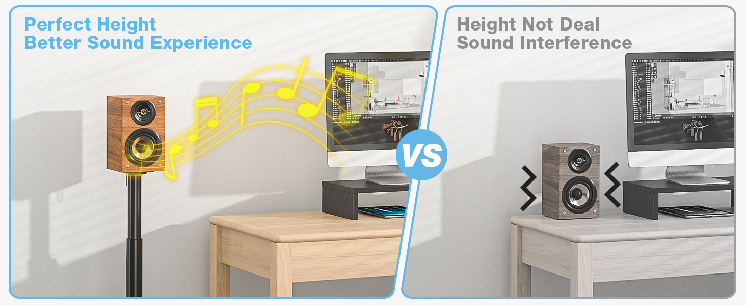 Підставка для акустики 5Rcom з кабелепроводом, регульована висота, для саундбарів та студійних моніторів, 5 кг вантажопідйомність