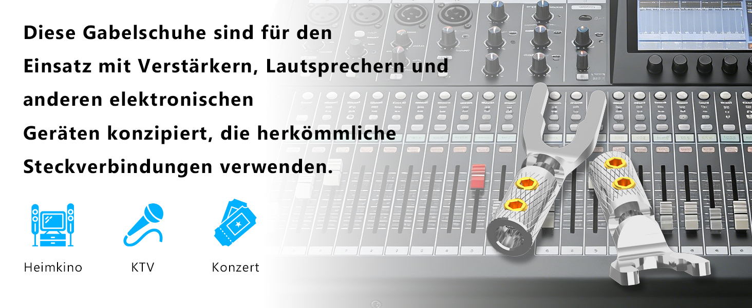 Конектори для акустичних кабелів Monosaudio SY1508R, позолочені (родий), Y-подібні плоскі клеми з гвинтовим затискачем, 8 шт. (для кабелів до 4,5 мм)
