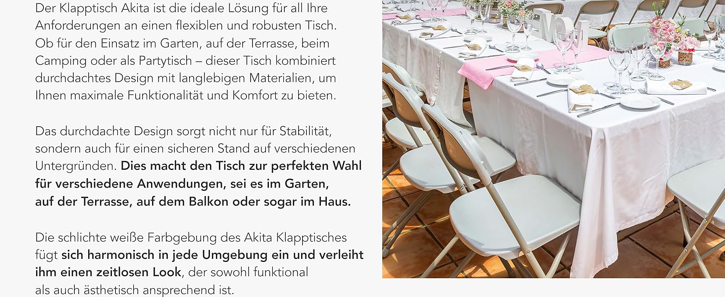 Складаний садовий стіл-буфет Floordirekt Akita 183x76 см з ручкою для перенесення - для тераси, балкона, кемпінгу