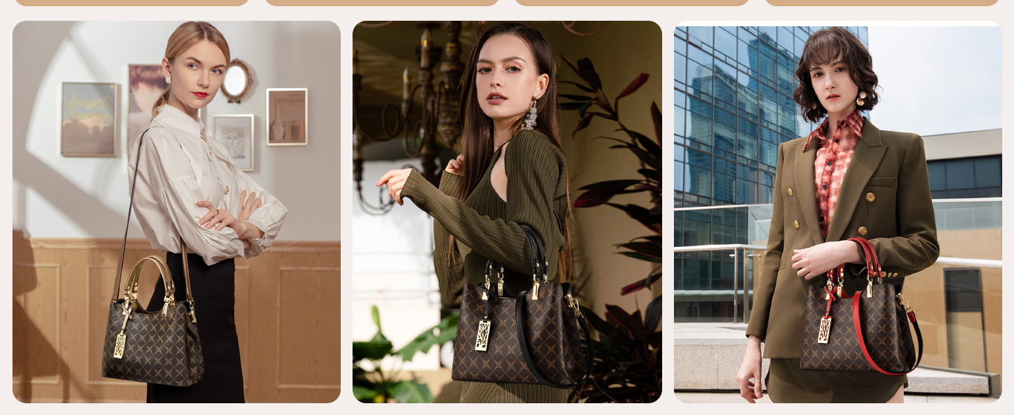 Сумка жіноча Nicole & Doris елегантна шопер середнього розміру з PU шкіри коричнева з брелоком