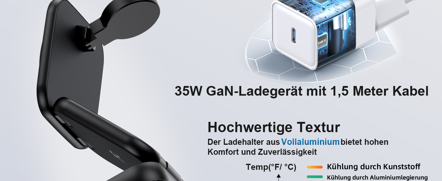 Зарядна станція 5 в 1 для iPhone з підтримкою магнітного зарядного пристрою, складана, для подорожей, бездротовий зарядний пристрій для iPhone 17/16/15/14/13/12, AirPods Pro 3, Apple Watch S11/Ultra (Titan Wüstensand) 2026-Titan Wüstensand (2026-Schwarz)