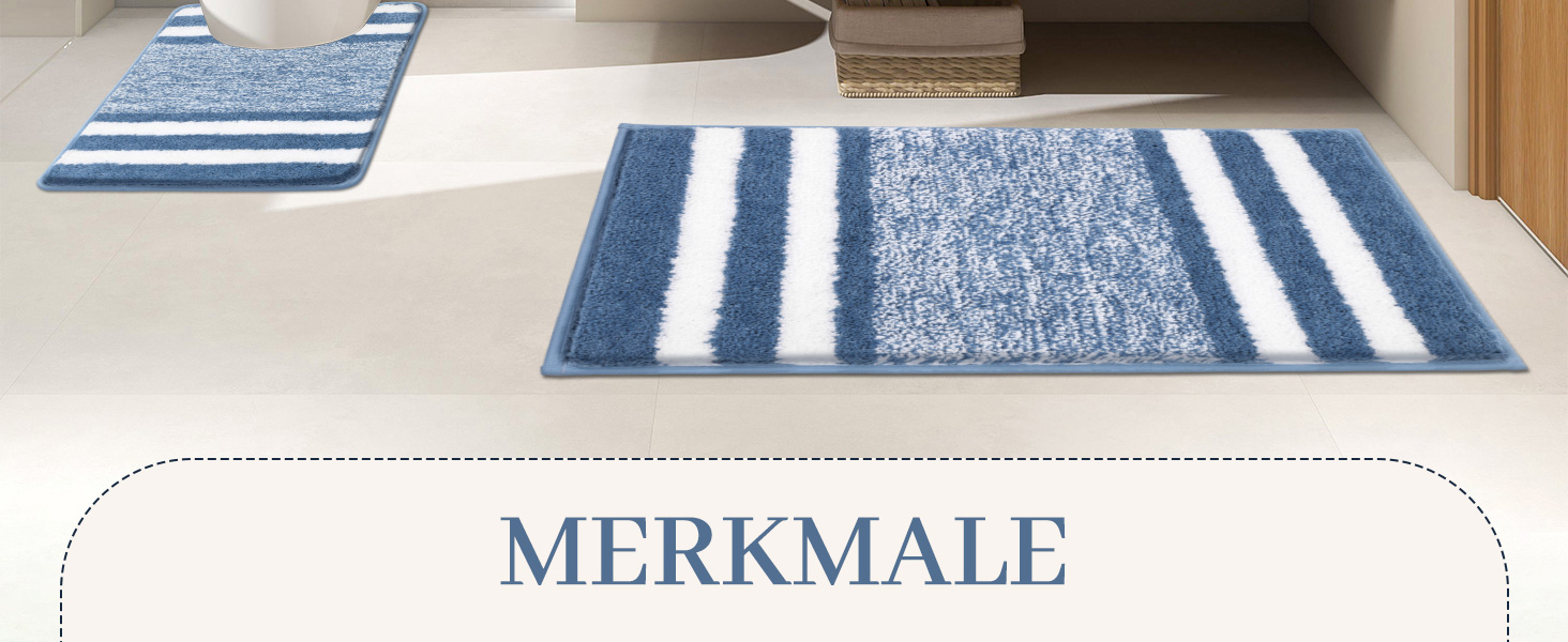 Pauwer Microfiber Bath Mats & Rugs - Plush, Absorbent, Non-Slip - 60x120 cm - Washable Bathroom Rugs for Bedroom, Living Room, Blue