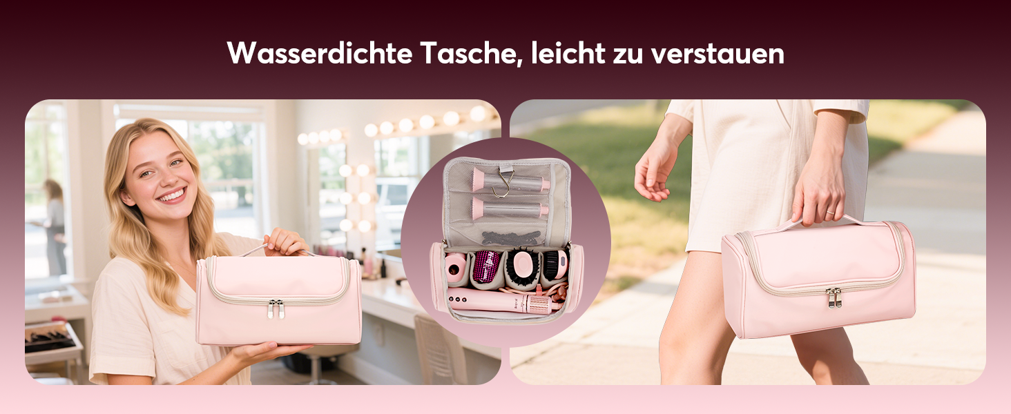 Airstyler 5-в-1: Фен-щітка, стайлер для локонів, випрямляч, сушарка, з чохлом, рожевий