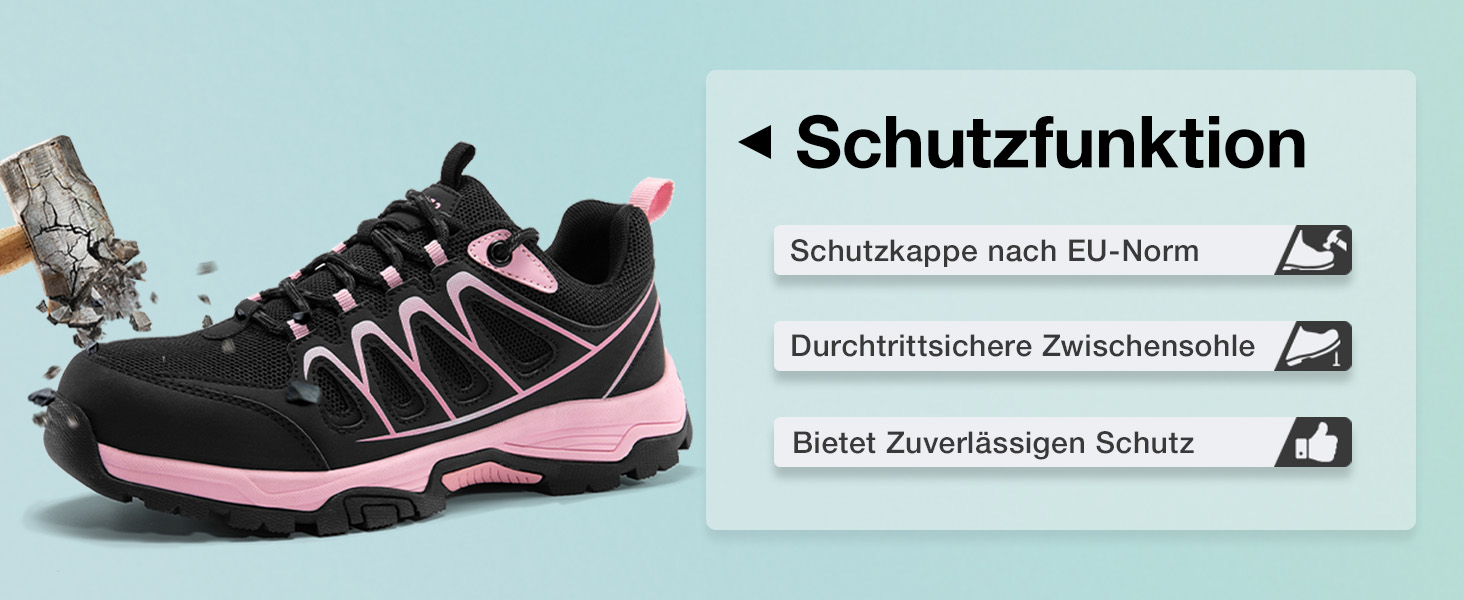 Зручні захисні черевики унісекс для роботи та повсякденного носіння, чоловічі та жіночі, з антипрокольною підошвою, легкі, чорно-рожеві, EU 36-46