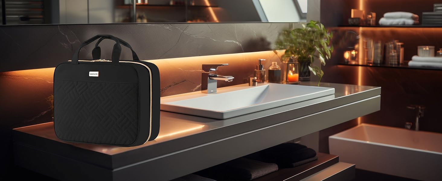 Чоловіча/Жіноча косметичка-органайзер для подорожей з прозорим відділенням, для зберігання косметики та туалетних аксесуарів, чорного кольору