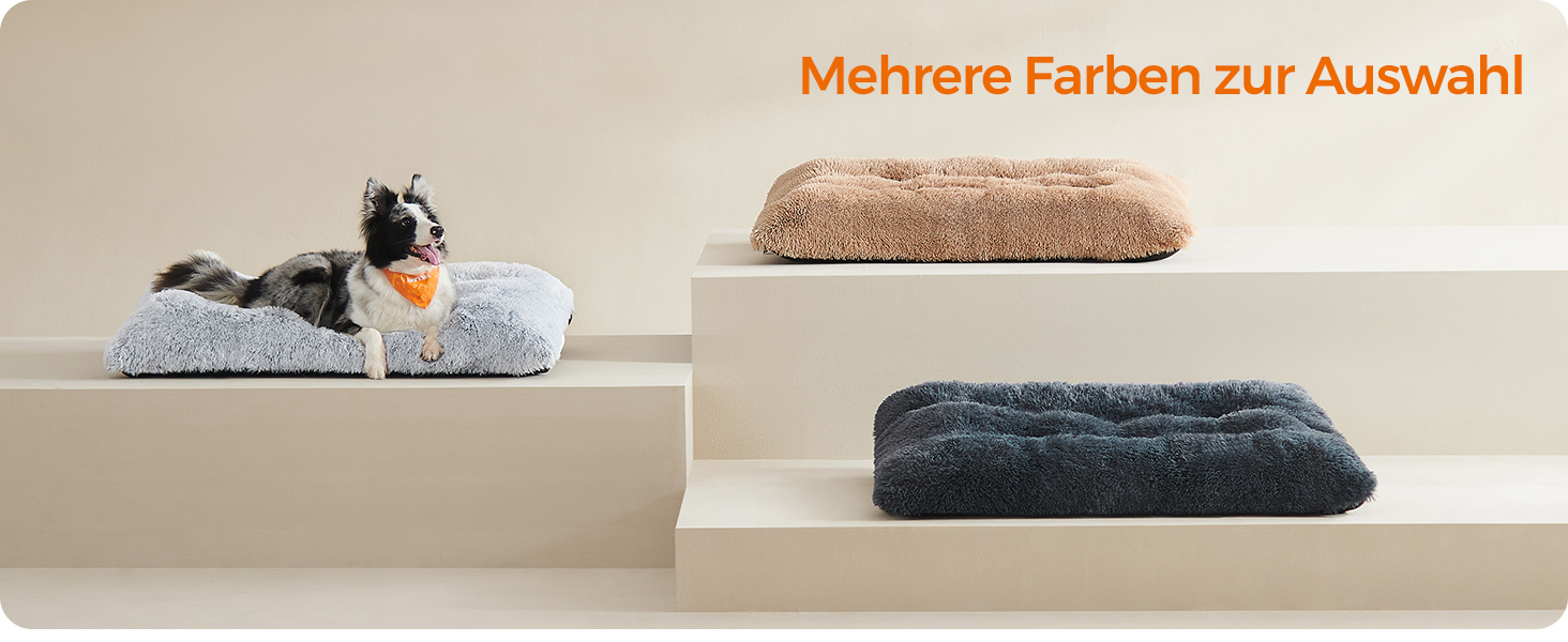 Ліжко для собак Feandrea, м'який лежак, пухнаста підстилка, довгий плюш, 110 x 73 см, м'яка підкладка, можна прати в пральній машині, кошик для собак, багатофункціональне, портативне, темно-сірий