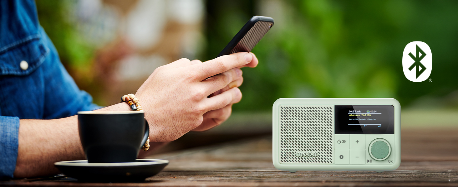 MEDION S66822 Портативне міні радіо DAB+ з Bluetooth, акумулятор до 6,5 годин, зелений колір