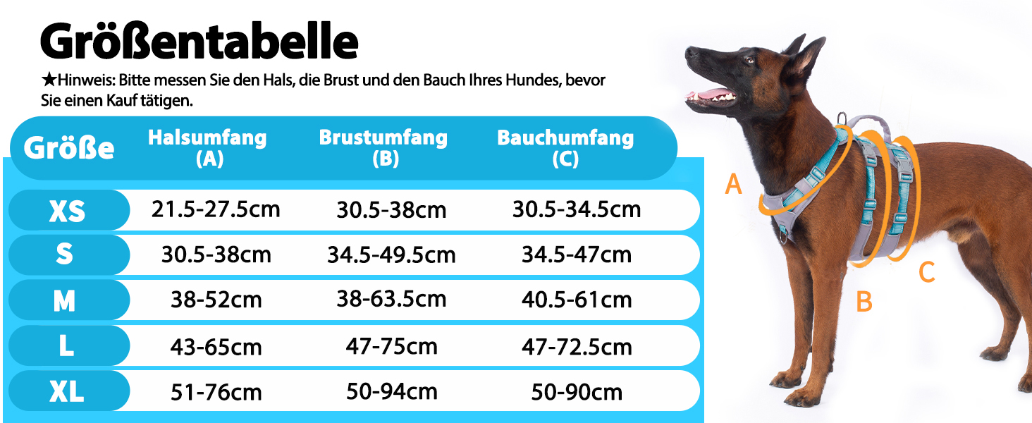 Шлейка безпеки Huntboo для собак, антизламна, від паніки, з ручкою, регульована, для малих, середніх та великих собак (M), блакитно-зелений (1 шт.)