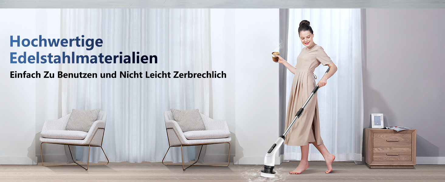 Електрична щітка для прибирання FYDEE IPX7 з 7 насадками та регульованою ручкою. Бездротовий Power Scrubber для ванної, кухні, авто та підлоги.